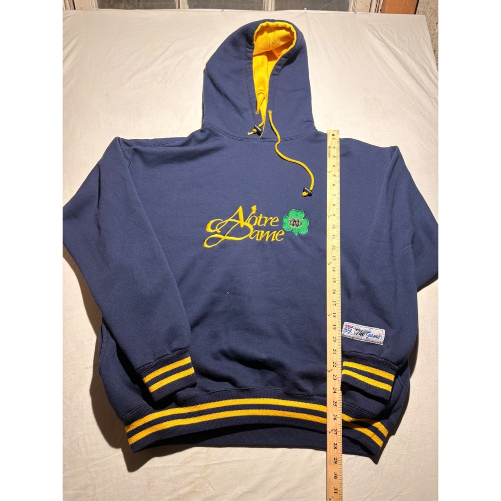 Vintage The Game Notre Dame Fighting Irish Hoodie Navy Yellow Large NCAA